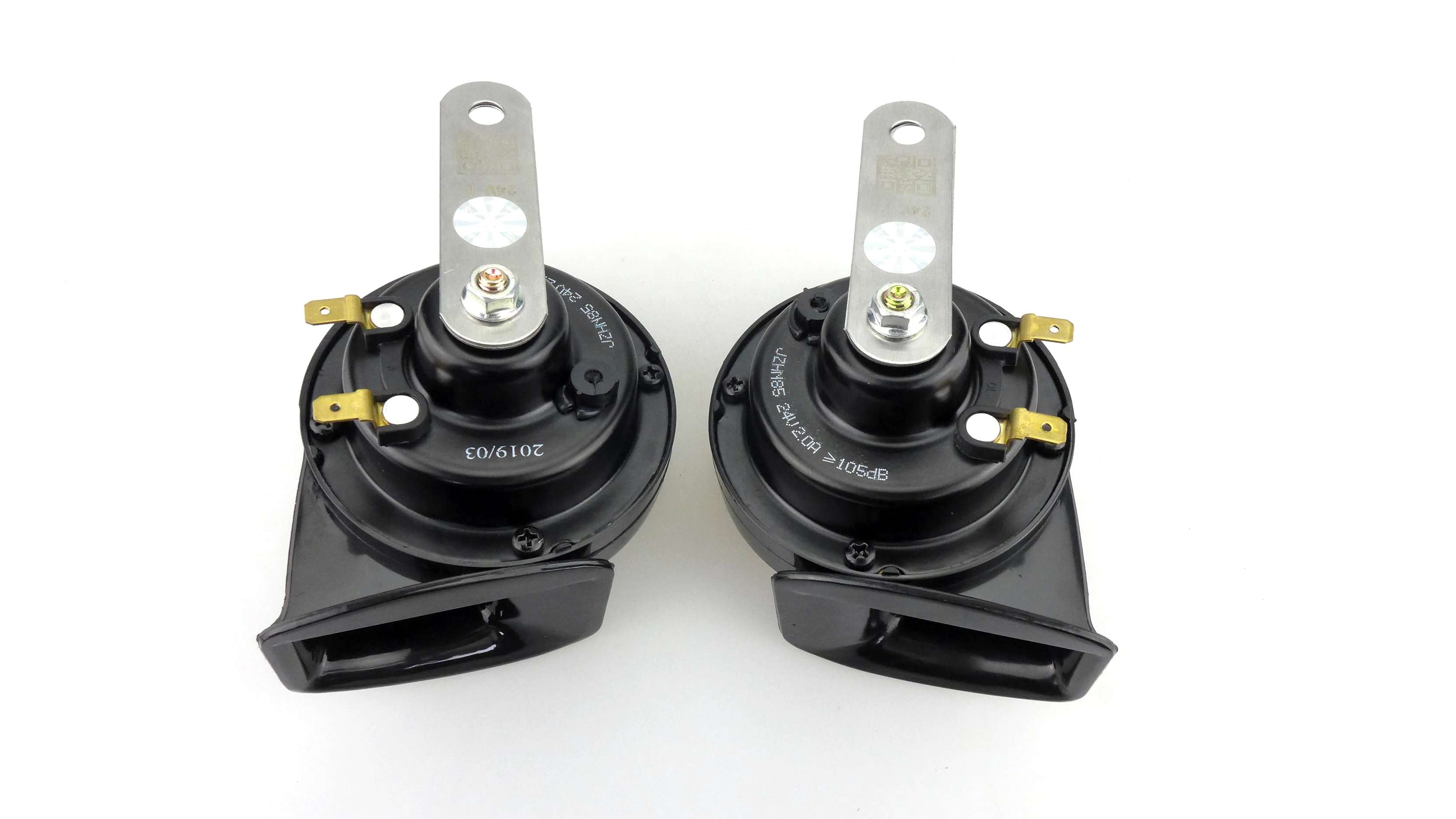 2 pcs Car Truck Refit Black Loud Dual-tone Snail Universal Electric Horn 12V 24v