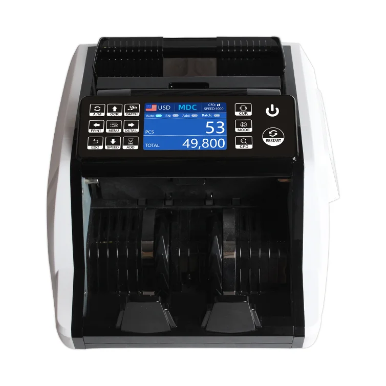 AL-910 Banknote Serial Number Scanner With Printing Function 2 CIS Multi currency Mixed Denomination Bill Counter Value Counter