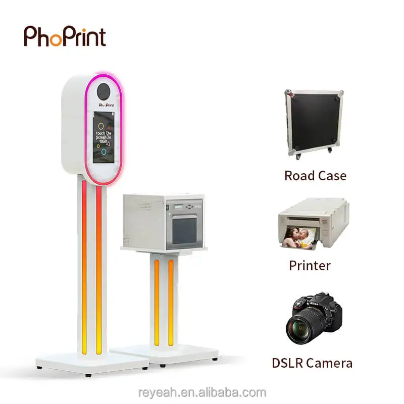 Phoprint Uqinue Design Portable Frameless Instant Printing Mirror Photo Booth Case With Camera