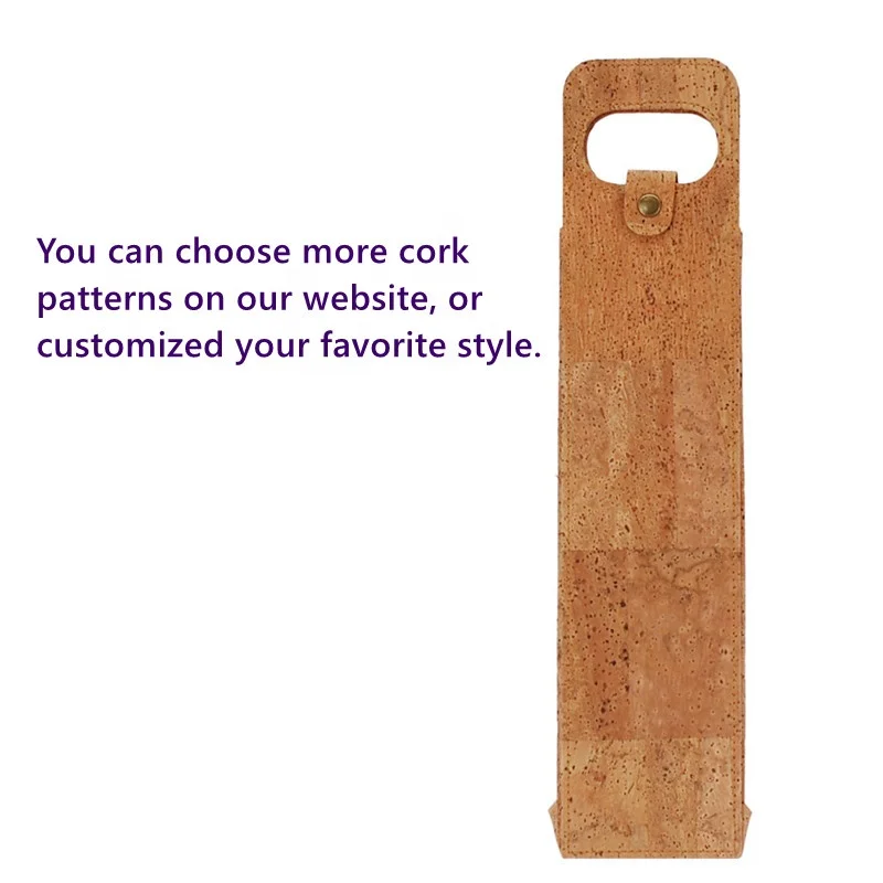 Custmos Logo Hot Sell  Recycle Folding Natural Cork Fabric Wine Case Foldable Cork Wine Bags