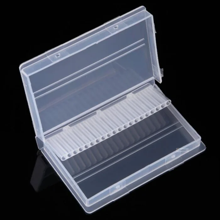 Nail drill bit holder 20pcs transparent white box for 2.35mm bits