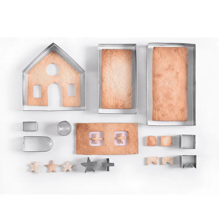 18 Piece Gingerbread House Cutters Kit 3D Christmas House Cookie Cutter stainless steel Set