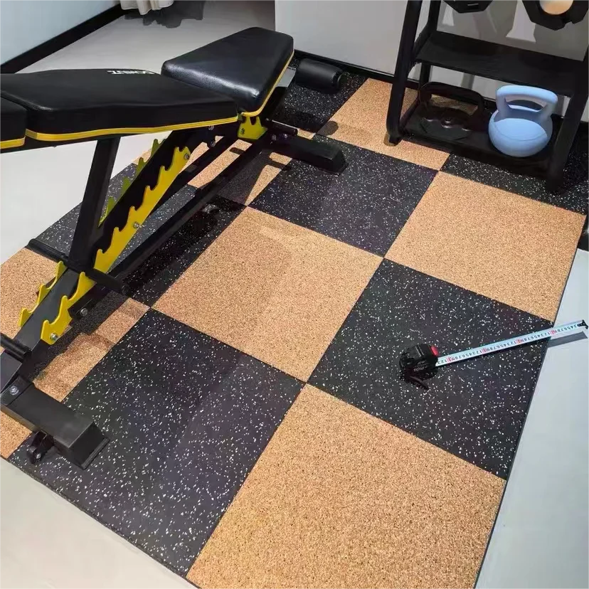 Gym Rubber Floor Mats Non-slip Household Equipment Area Shock-Absorbing Rubber Floor Mats Wood Stone Color