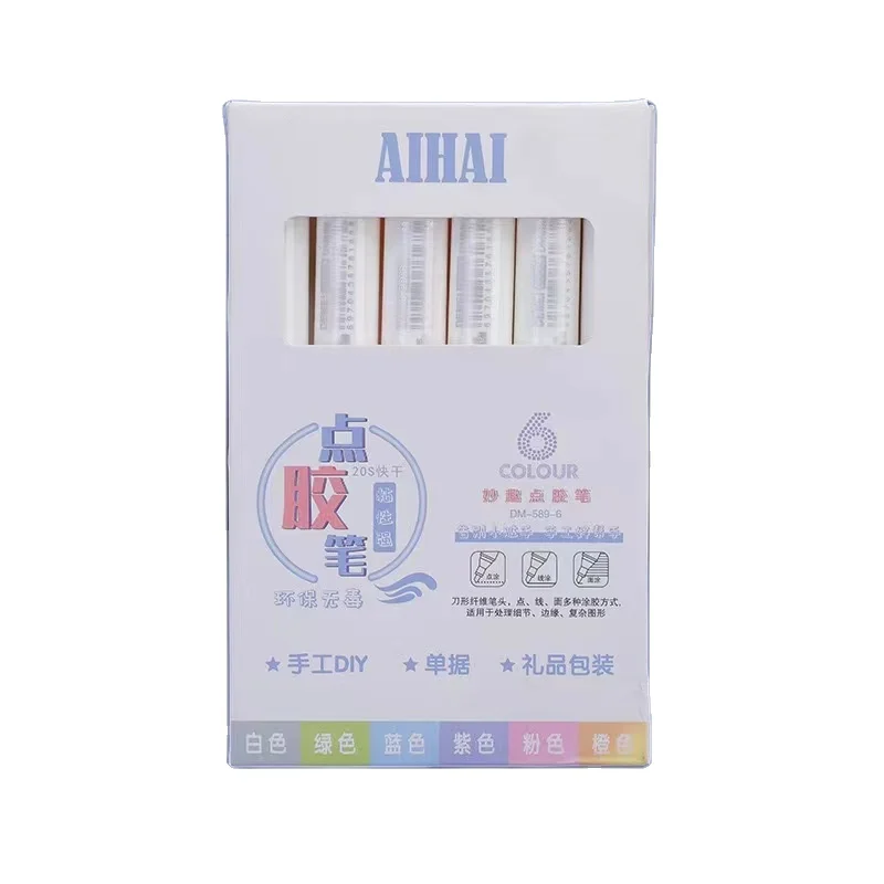 Shape Dispensing Pen 6 Color Creative Large Volume Liquid Glue Student Hand Account Diy Tape