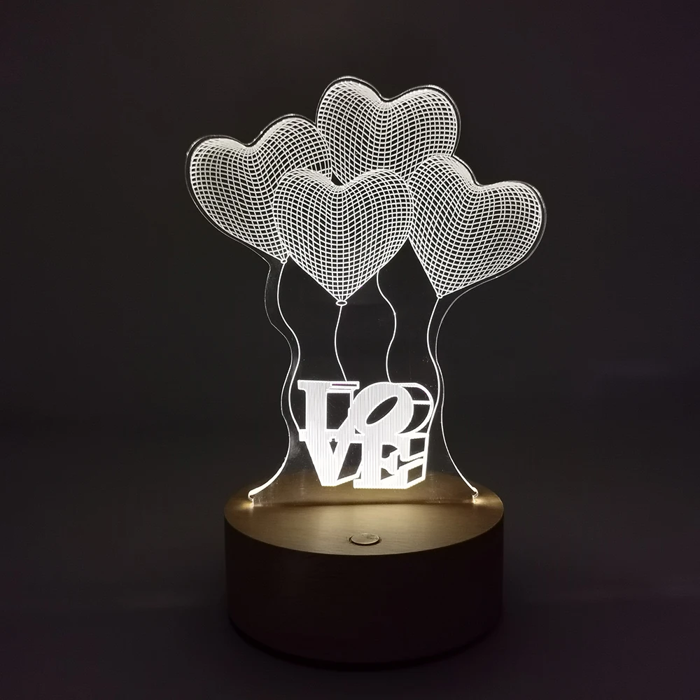 3D Anime Visual Illusion Lamp Transparent Acrylic LED Lamp Touch 7 Color Change Remote Control