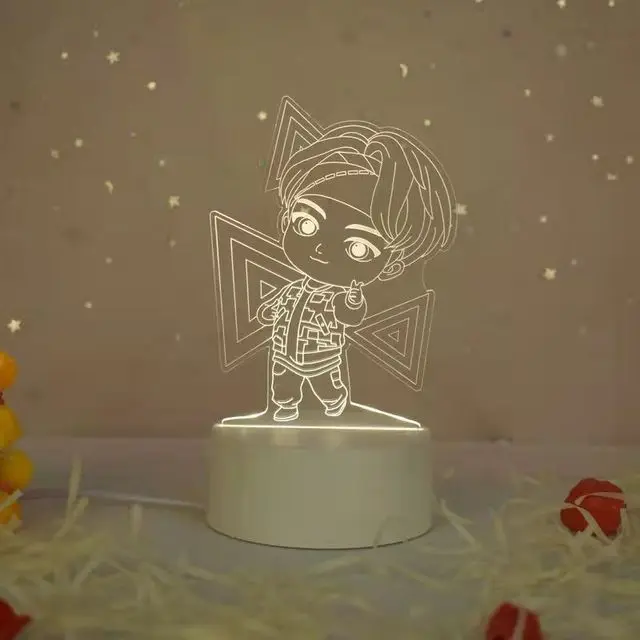 Креативный светодиодный ночник в спальню Kpop 3D мультяшный детский прикроватный светильник с USB акриловая настольная лампа праздничный подарок BTS