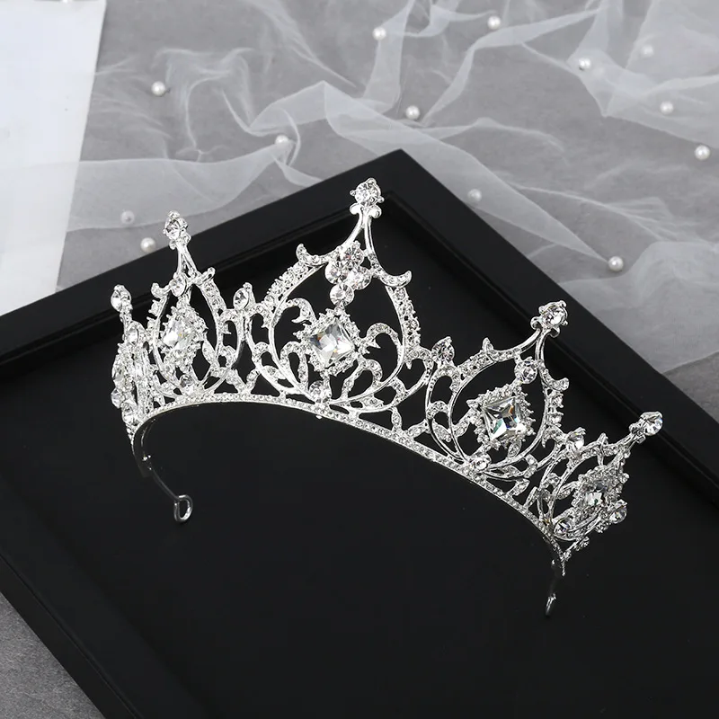 Handmade Gold Crystal  Princess Tiara Crown For Wedding Women Bride Jewelry Hair Accessories Ornaments