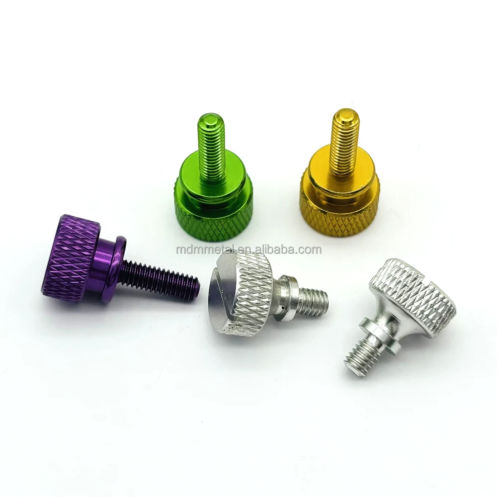 Colorful Anodized Aluminum Knurled Hand Drive Screws Thumb Screws M3