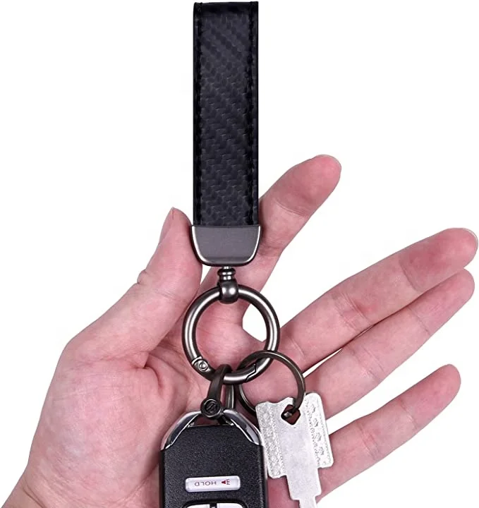 Custom Logo High Quality Luxury Craft Car Key Pendant Parts Black Microfiber Leather Western Keychain