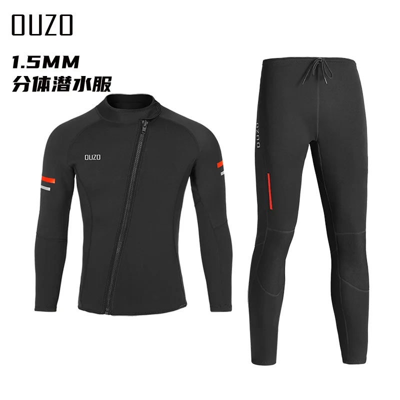 1.5mm wetsuit OUZO separate diving top pants men and women long sleeve cold protection sun surfing coat winter swimsuit
