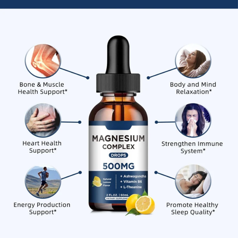 OEM Magnesium complex Liquid Drops  hot selling All-Natural Whole Food Supplement with Vitamins & Antioxidants Magnesium drop