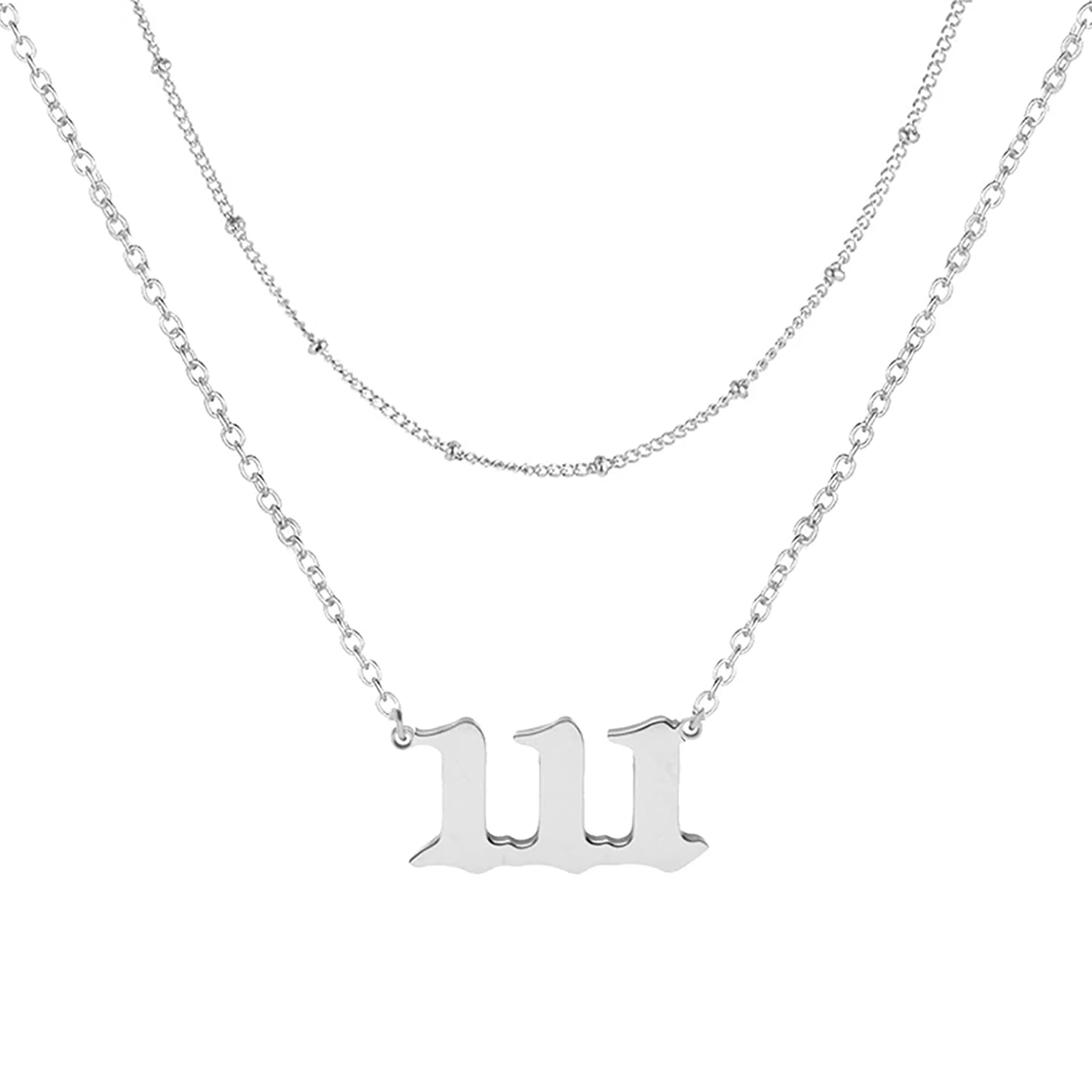 
wholesale 925 sterling silver dainty 222 333 444 555 777 888 999 666 pendant 18k gold plated 111 angel number necklace 