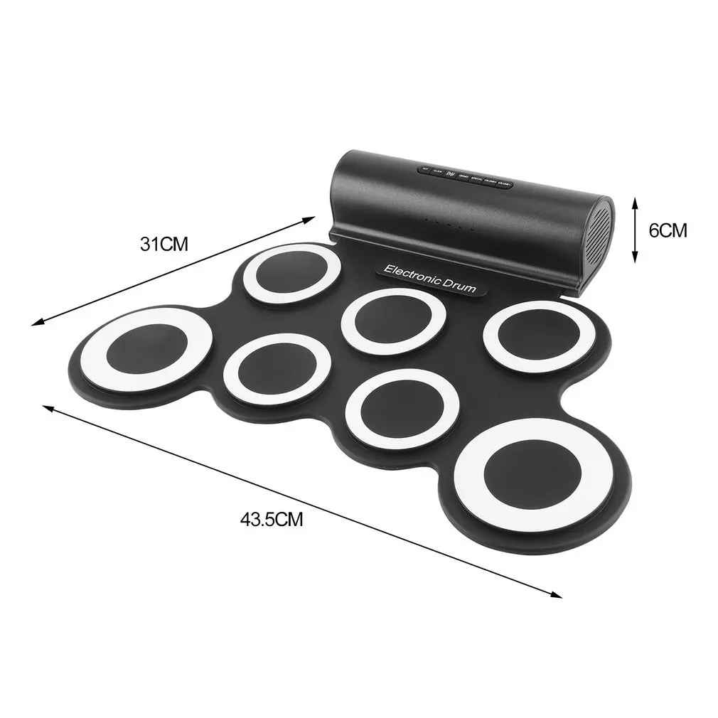 Roll Up Electronic Drum Set  Practice Pad Mini  Kit with Headphone Jack Built-in Speaker