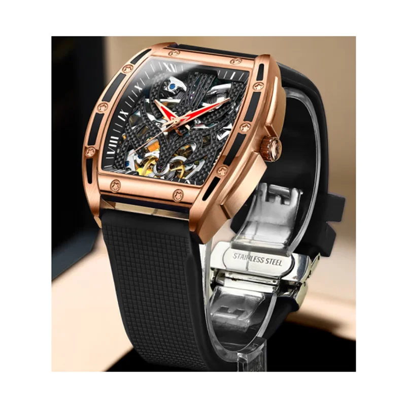 Мужские автоматические механические наручные часы с корпусом из нержавеющей стали