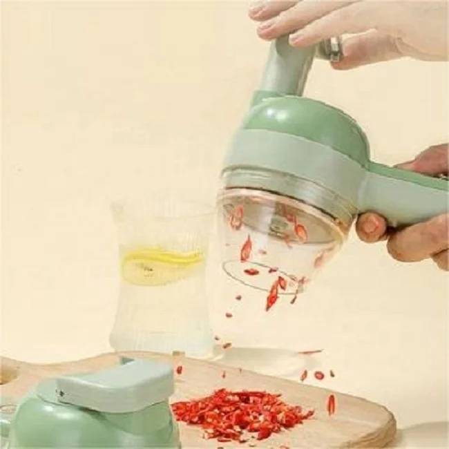 Hot Selling 4 In 1 Portable Electric Vegetable Cutter Set Type C Charge Chopper Wireless Food Processor