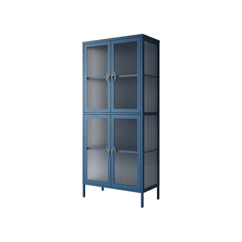 Modern Glass 4 Doors Cabinet Glass Console Clear wine shelf cabinet household furniture blue color