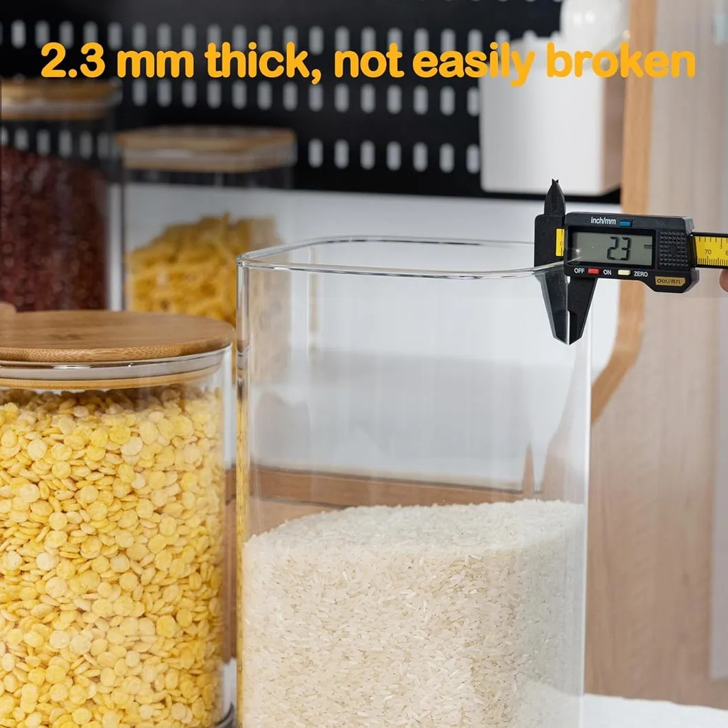 Classic Custom Square Airtight Food Storage Glass Spice Container Pantry Jar