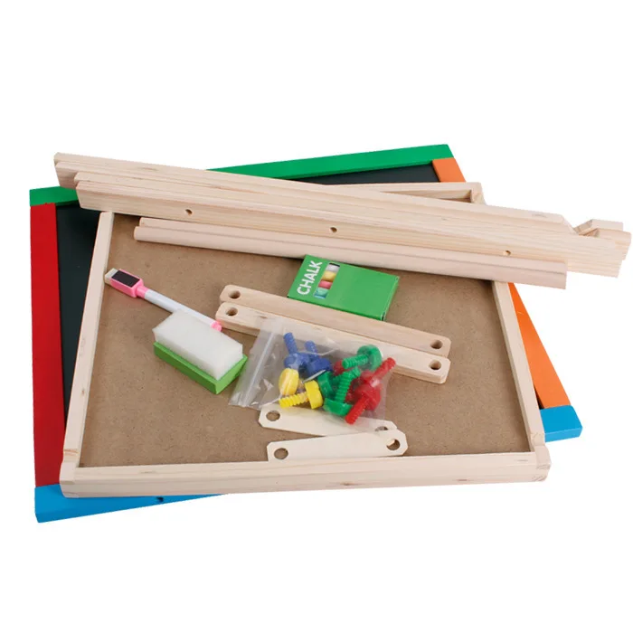 Small Colorful Children Kids Double Side Magnetic Chalk Whiteboard Easel In Wooden Stand