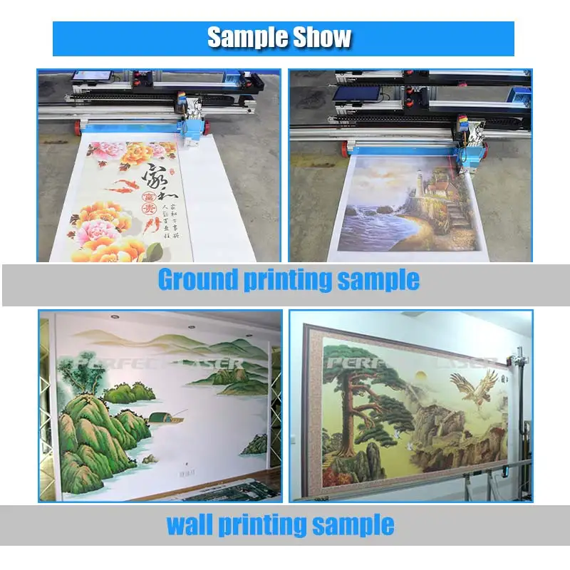 Perfect Laser Large Format UV Wall And Floor Printer Vertical 3D Glass Metal Plastic Printing Machine Painting On Wall Ground