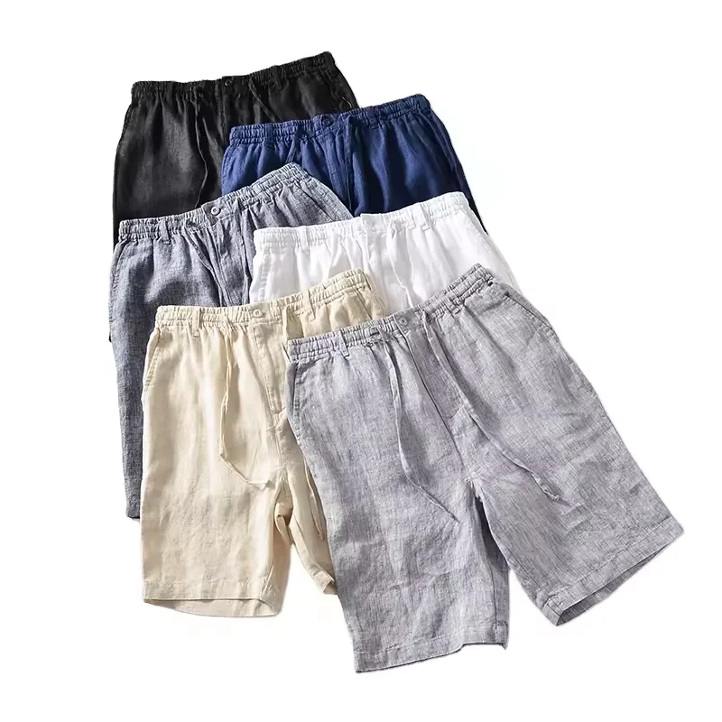 New design plain hemp shorts different color organic hemp shorts Recycle Fabric Linen Bermuda Cargo Shorts for Men