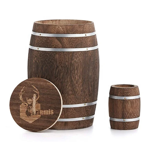 
Factory custom wooden mini Western Theme Barrel Containers Store coffee beans and decorate products 