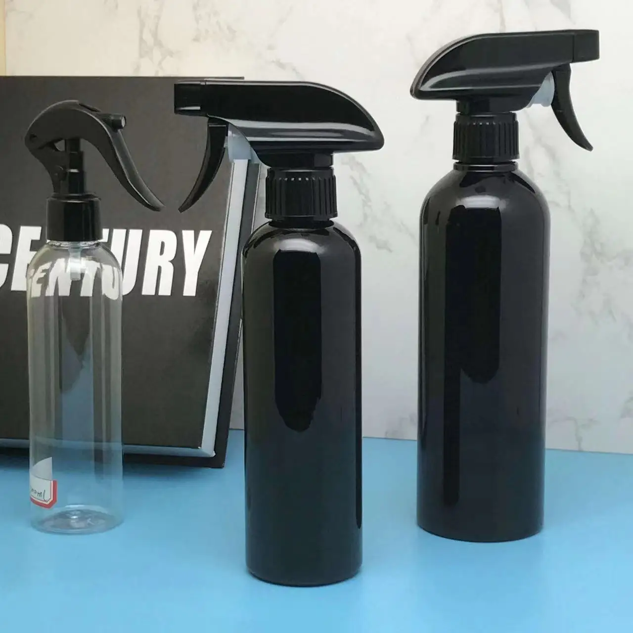 Wholesale 500ml 17 oz PET Black Spray reusable car cleaning spray trigger plastic bottle