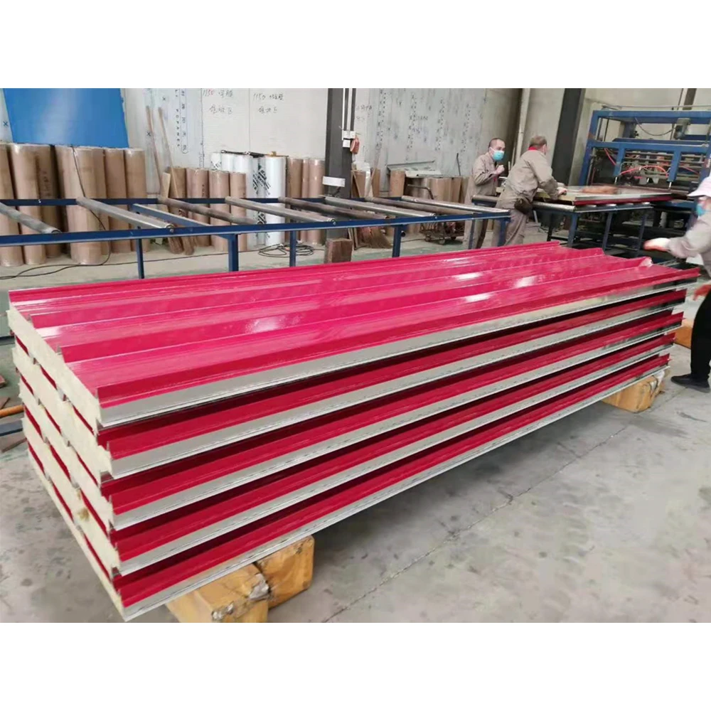 Insulated Sandwich Panel Fireproof Rock Wool Sandwich Roof Panel For Warehouse Roofing