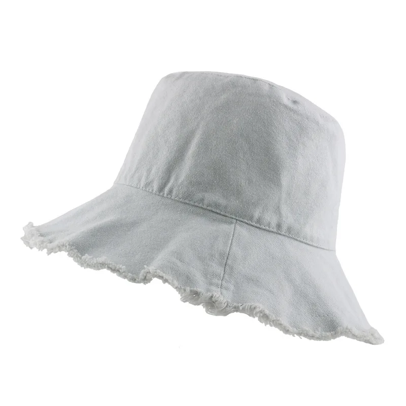 washed Cotton Bucket Hat fray edge Summer Travel Bucket Cap Beach Sun Hat Wholesale Bucket washed Hats