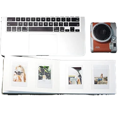 Vegan 3-Inch Hardcover Mini Photo Album with 52 Pockets Compatible with Fujifilm Instax Mini Weddings Writing Space Olive Color