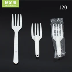 Белая пластиковая складная вилка высокого качества для торта, пирога, лапши