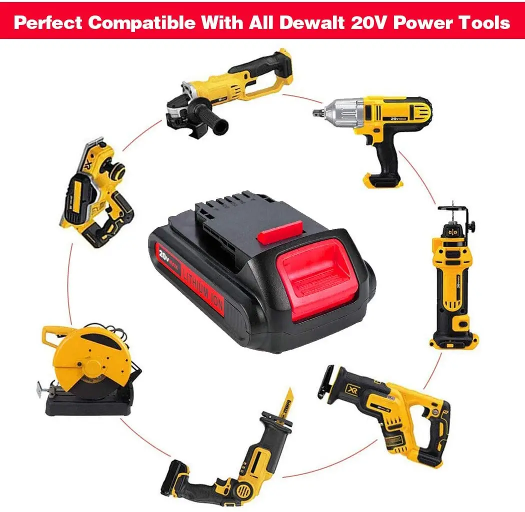 3000mAh 20V DCB201 Lithium-ion Battery Compatible with Dewalt Battery DCB200 DCB205 DCB204 DCB203