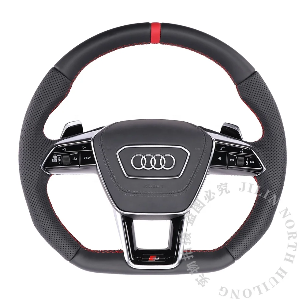 Customize Steering Wheel For Audi A6 C8 Perforated Leather Alcantara Shift Paddle