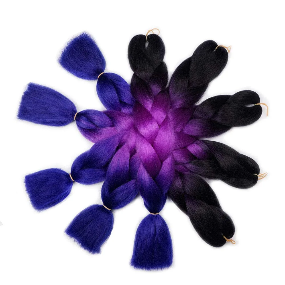  Оптовая продажа 24 дюйма супер Омбре синтетические Джамбо косички заводская цена три тона