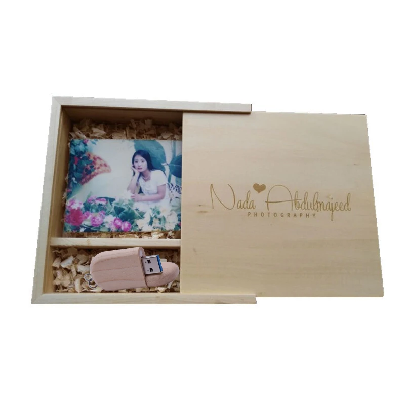 5 pcs/lot USB 3.0 Free Custom Logo Maple Wood Photo Album Box Pendrive Memory Stick 4GB 8GB 16GB 32GB 64GB Photography Gift