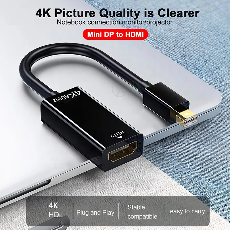 Mini DP to HDMI Cable Converter Adapter Video Audio Cable HDMI Adapter for MacBook Pro Air Notebook