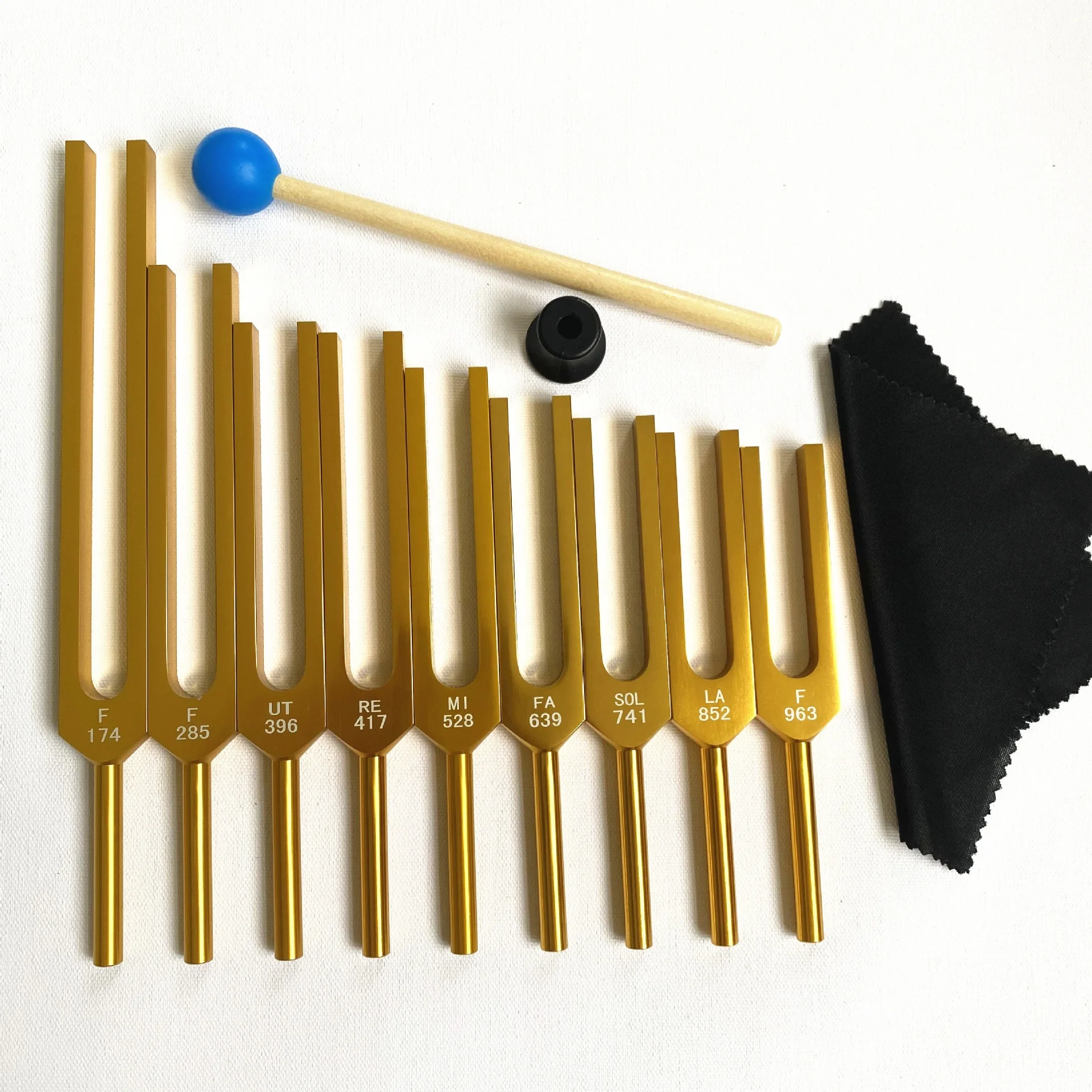 Solfeggio Tuning Fork Set 9 Tuning Forks for DNA Healing Chakra Sound Therapy with Exquisite Aluminum Multicolour