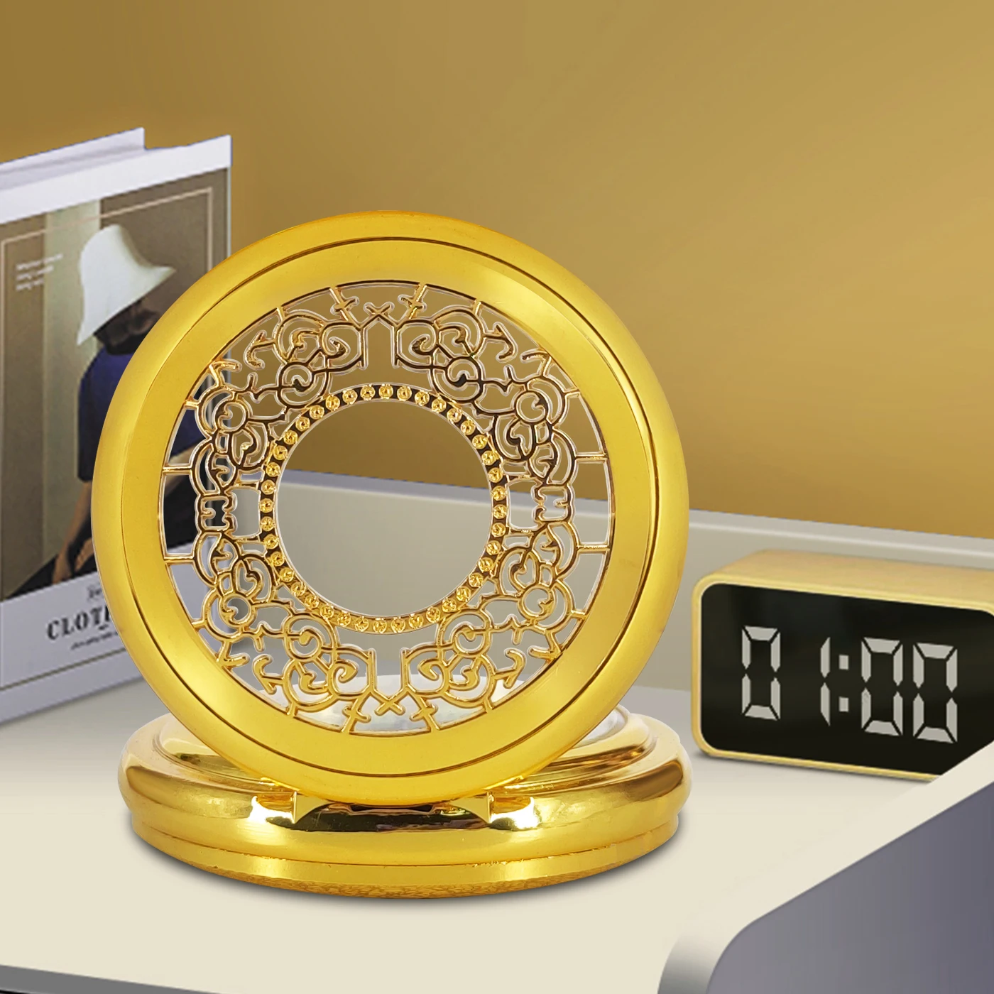 Vintage Gold Black Necklace Steampunk Skeleton Mechanical Fob Pocket Watch Clock Luminous Pendant Hand-winding Men and china