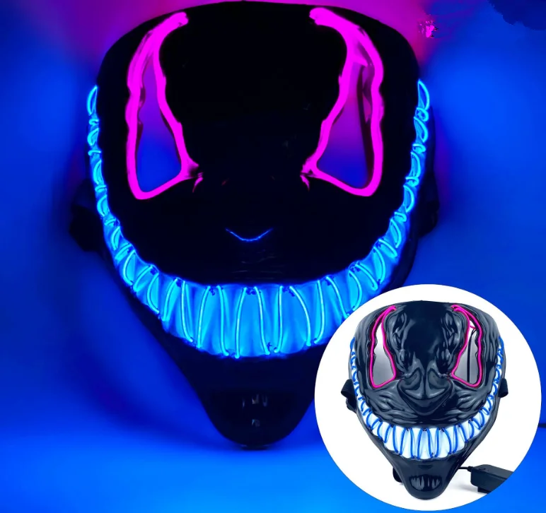 Hot Selling EL Wire Halloween Luminous Ghost Mask 2 Colors Scary Full Face LED Horror Mask For Party Cosplay Props