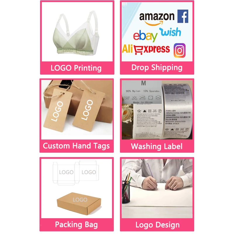 Wholesale American 32 34 36 38 Sexy Lace Fashion LOGO Custom Wireless Pregnancy Women Maternity Nursing Bra with Fixed Bra Pad
