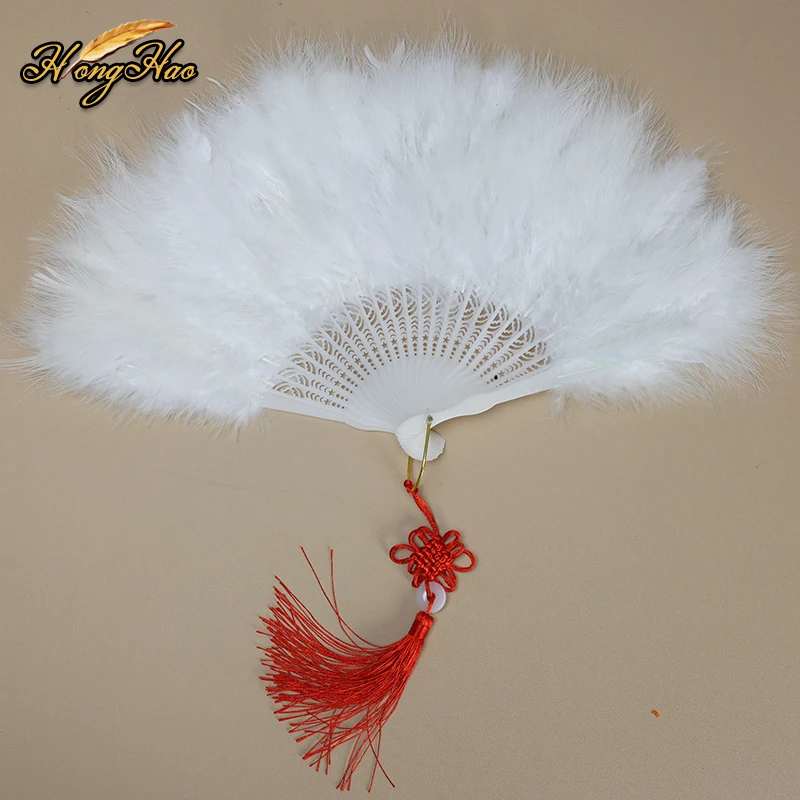 Fashion Yellow Turkey Feather Fan for Women Costume Show Party Holiday Supply Dance Bridal Wedding Decor Photoshoot Accessory