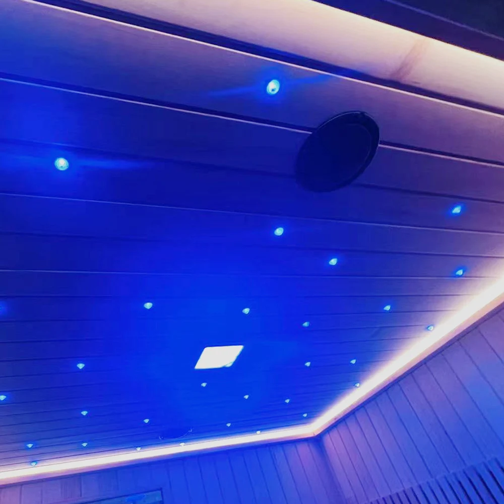 Indoor color led steam sauna room with infrared or electric stove