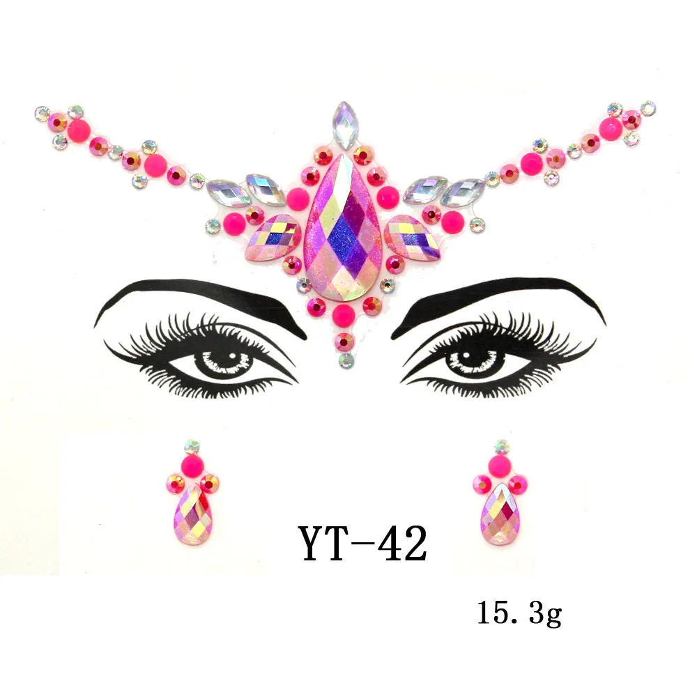 New fashion temporary adhesive eye face acrylic diamond wholesale custom crystal gem stickers for face