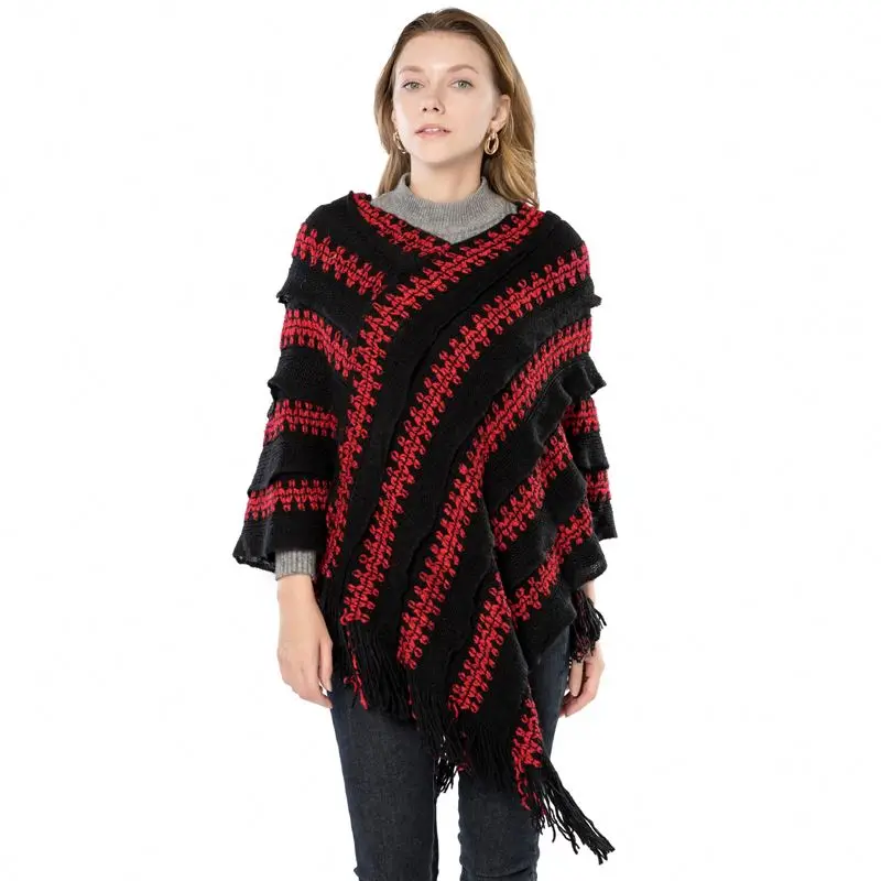 New Product 100% Acrylic Irregular Colorful Ruffled Pullover Winter Keep Warm For Fashion Lady Wraps Ande Shawls