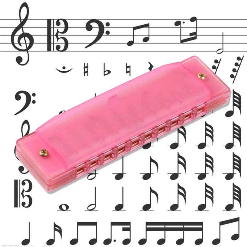 Wholesale hot selling custom logo colorful plasticcute 10 Hole kids Translucent harmonica for Children
