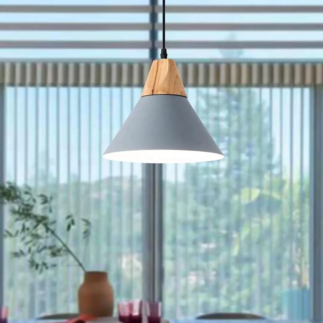Nordic Modern LED E27 Oak Wood Pendant light plate Hanging Lights Home improvement Iron and Oak decoration Pendant lamp