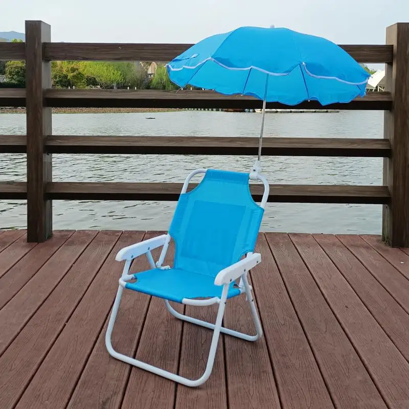 New Amazon Online Hot-selling Kid Customized Steel Carton Picture Mini Children Beach Camping Folding Chair with Umbrella