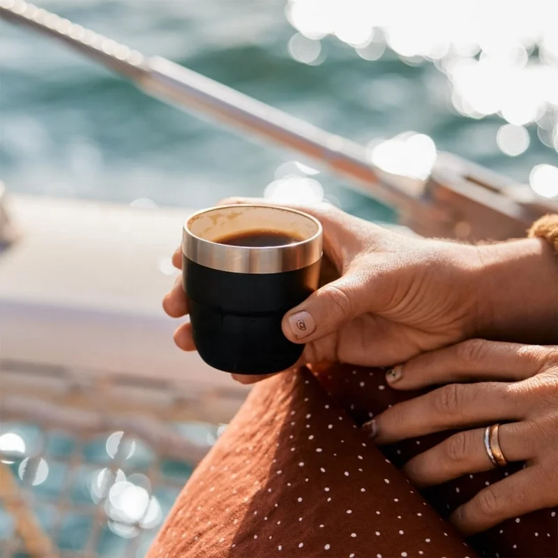 PURPLESEVEN 4oz 118ml Double Wall Vacuum Insulated Stainless Steel Thermal Glass Cup Arabic Turkish Espresso Coffee Tumbler Cups