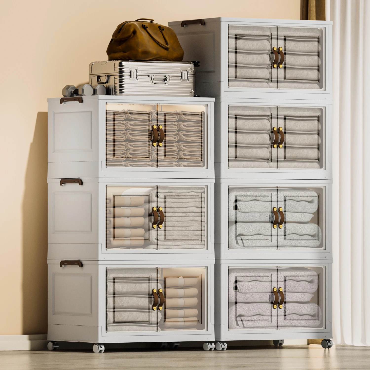 Stackable Clothes Plastic  Drawer Storage Container Storage Basket Shelf Box for Closet Wardrobe Organizer