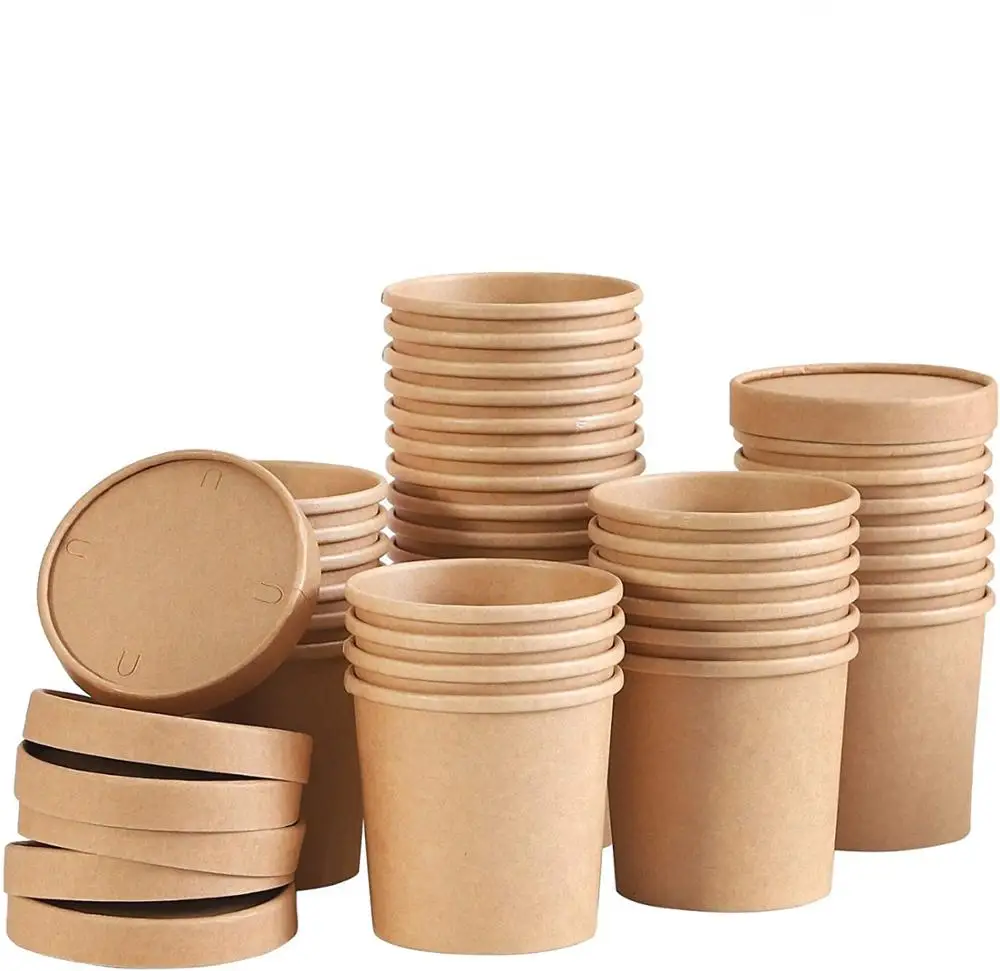 
Disposable Paper Soup Cup small size paper bowl with Dome Lid 