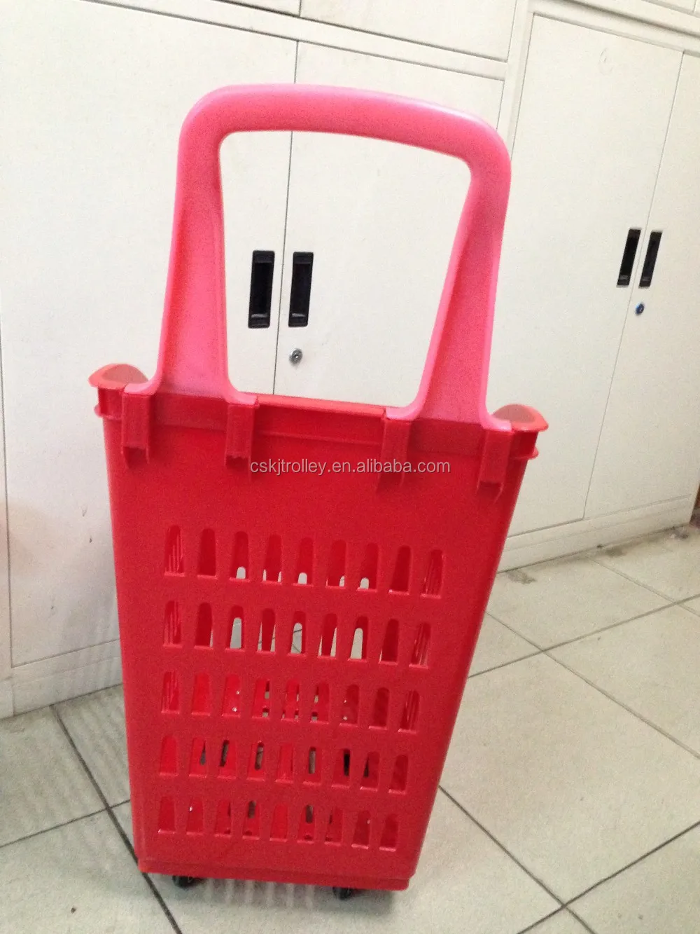 2021 2020 KaiJia Plastic Shopping Basket With Wheels for supermarket, good price and high quality